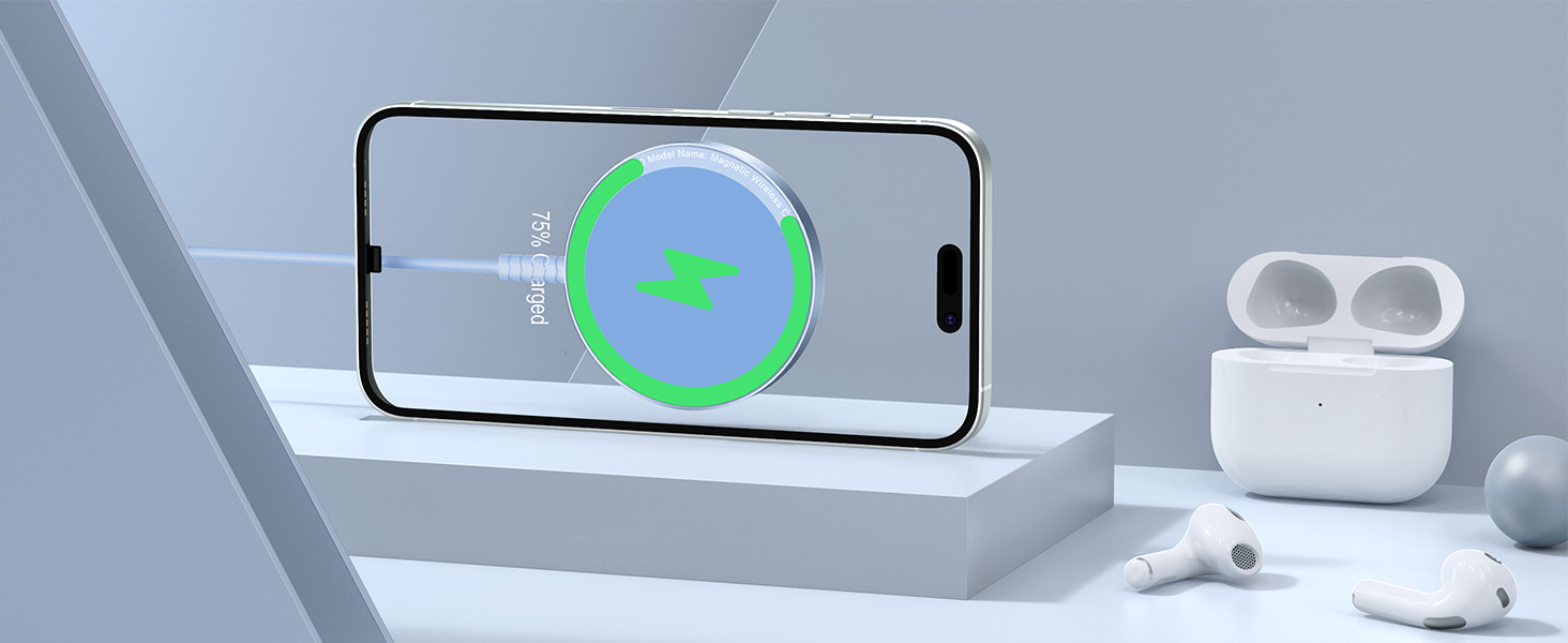 Магнітний бездротовий зарядний пристрій для iPhone 17/16/15/14/13/12 та Air-Pods 4/3/2 Pro - 2 шт., Синій