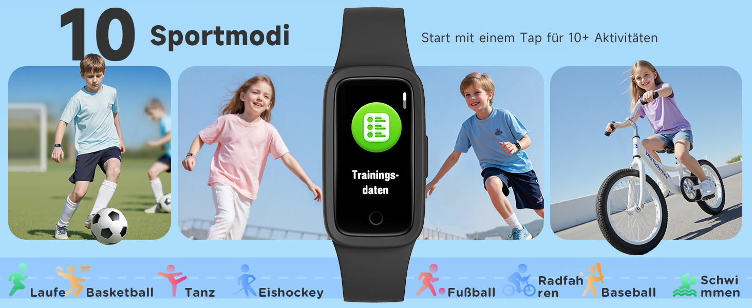 Дитячий фітнес-браслет BIGGERFIVE Vigor 3 з AMOLED дисплеєм, водонепроникний (3ATM), пульсометр, трекер сну, крокомір для дітей 5-12 років, чорний