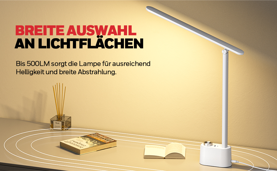 Лампа настільна Honeywell з USB-портом, диммер, захист очей – для дому та офісу, складна, портативна, HWT-H01 (біла)