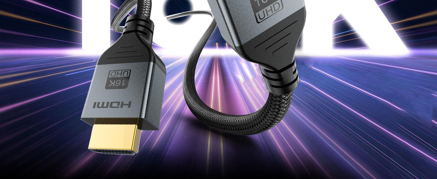 HDMI 2.1 Кабель 1м, 16K HDMI, 96Gbit/s, Підтримка 16K 60Hz, 8K 60Hz, 4K 240Hz, сумісний з PS5/4, Fire TV, ноутбук, ПК