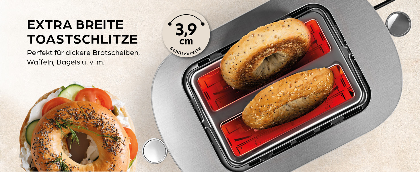 Тостер GOURMETmaxx Kurzschlitz для 2 тостів | Антрацитовий колір, 6 рівнів підсмажування, таймер, підставка для бургерів, функція підігріву | Електричний тостер з сенсорним дисплеєм