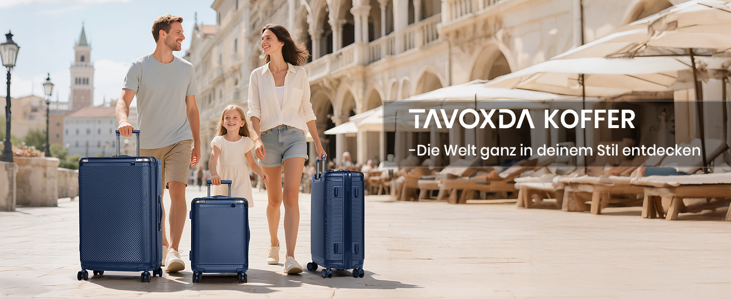 Набір валіз Tavoxda 3 шт. з TSA-замком, з регульованою ручкою, великі валізи, набір для подорожей для жінок та чоловіків (1 шт, темно-синій)