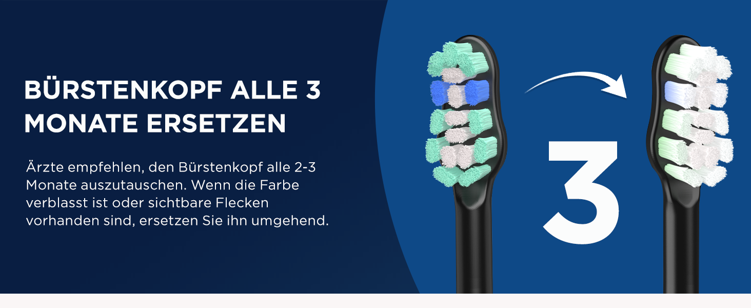 Електрична звукова зубна щітка для дорослих та дітей, 5 режимів чищення, 3 рівні інтенсивності, таймер, 8 насадок, чохол для подорожей, акумуляторна, чорний Obsidianschwarz