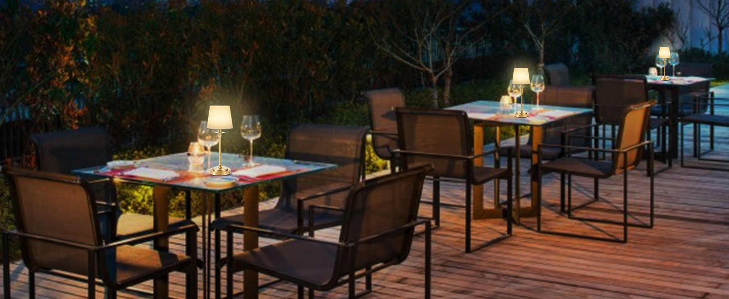 Акумуляторна настільна лампа: портативна, бездротова з регулюванням яскравості, для дому та саду, абажур з льону, античне біле металу, RGB синій абажур