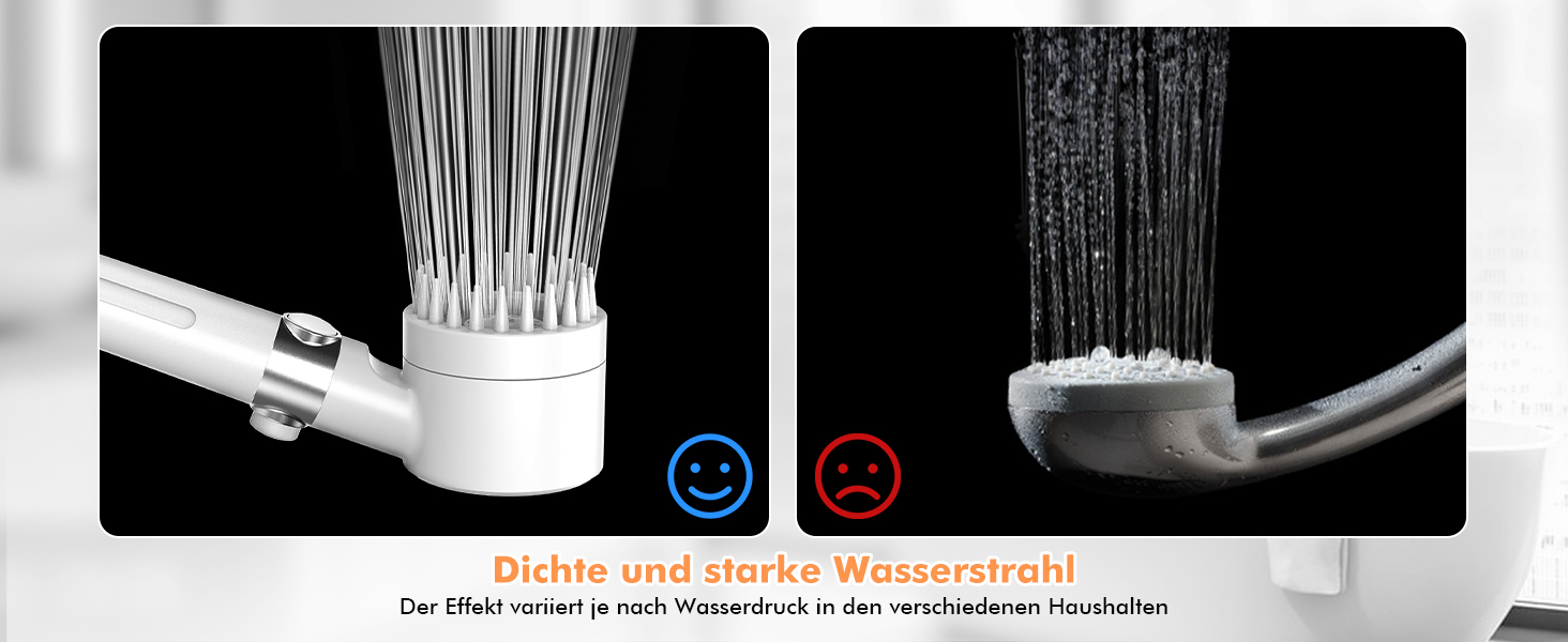 Showerhead with Filter MEKO High-Pressure Hand Shower with 15-Layer Filtration, 1.5M Hose, 3 Spray Patterns, Water-Saving Showerhead for Removing Hard Water, Residual Chlorine, Bacteria, and Heavy Metals (White)