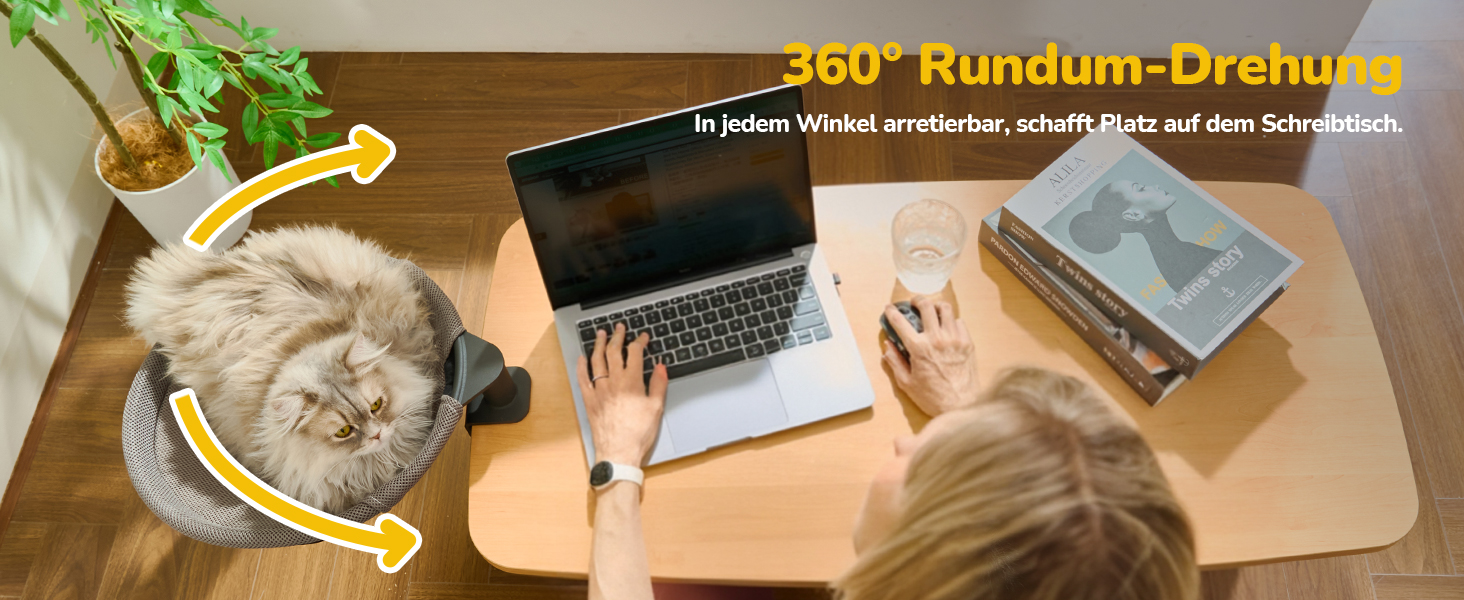 Підвісне ліжко для котів CATISM 360° - зручне котяче ліжко-гамак, сіре, 36x38 см, до 20 кг