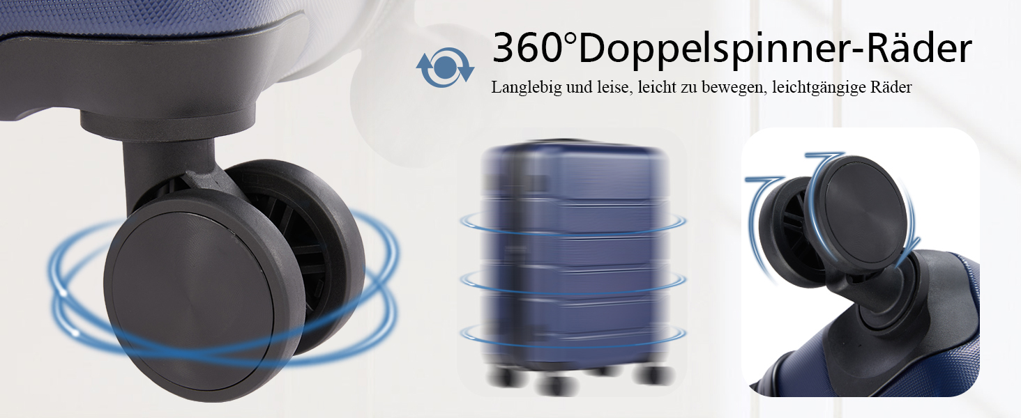 Набір валіз Dumos 3tlg. Hartschalenkofferset - міцний набір з трьох валіз з жорстким корпусом, телескопічною ручкою, замком та чотирма колесами (Xlx-blau)