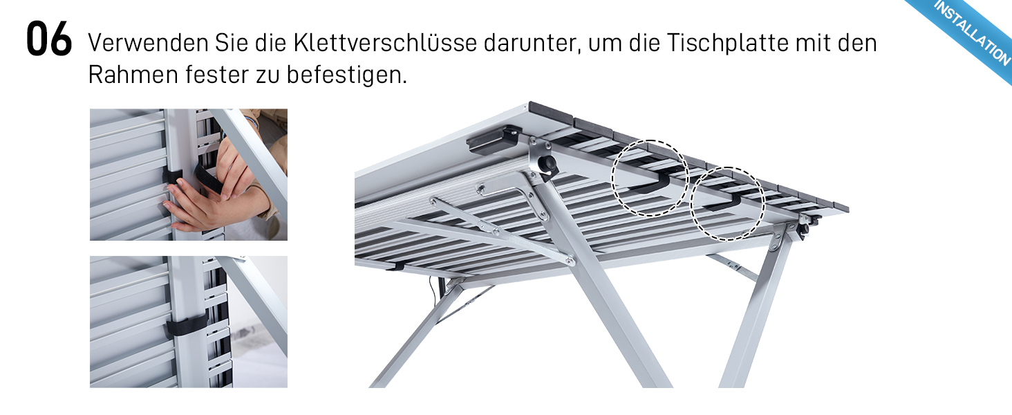 Розкладний туристичний стіл EVER ADVANCED 120x70 см з алюмінію для кемпінгу, пікніка, саду, балкону, срібний