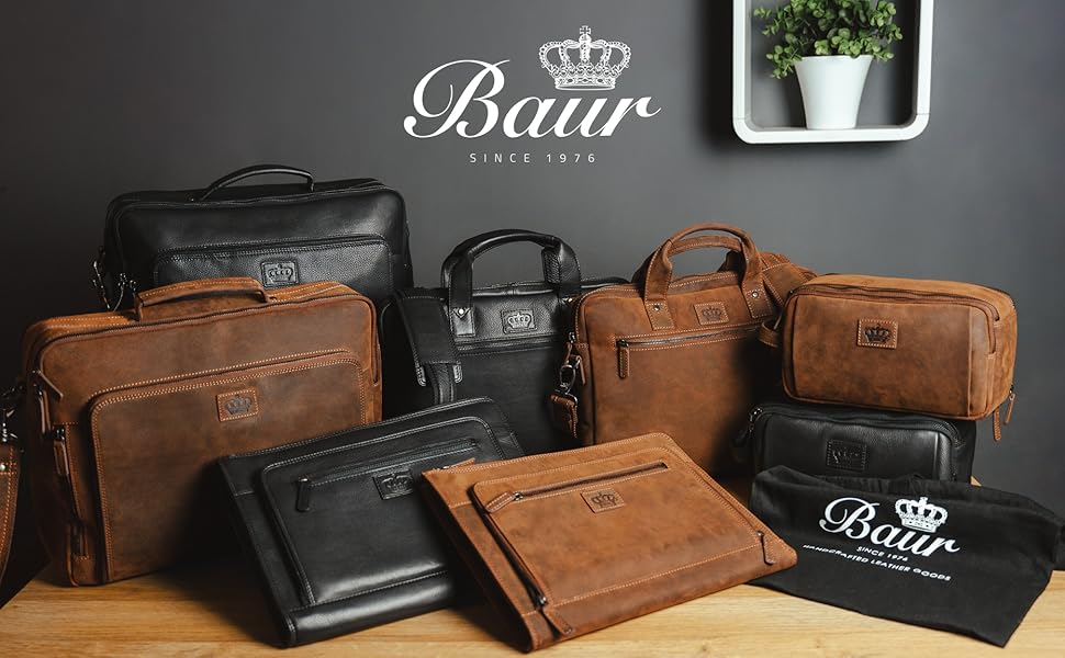 Чоловіча/Жіноча дорожня косметичка Baur з натуральної шкіри (шкіра корів'ячої) чорного кольору | Косметичка з великим об'ємом