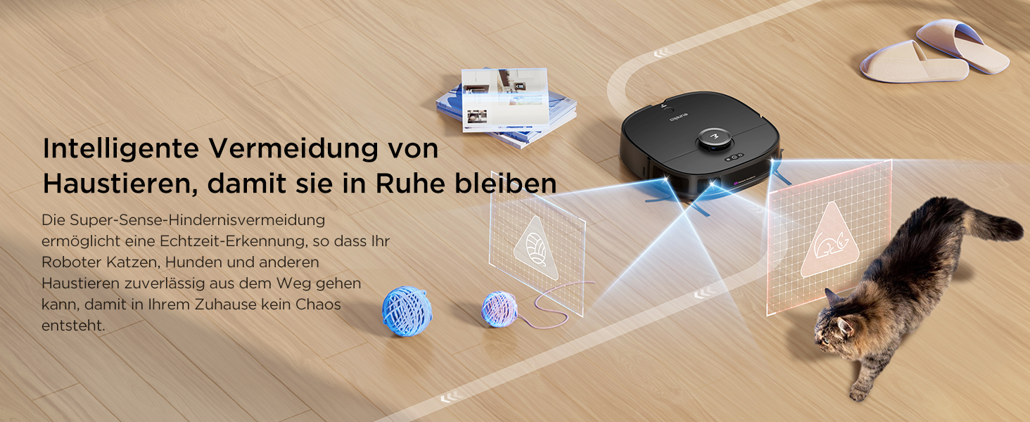 Робот-пилосос Eureka J12 Ultra з функцією миття підлоги (автоматичне очищення, прання та сушка), потужність всмоктування 5000Pa, обертова функція миття, Dual-LiDAR навігація, 3D уникнення перешкод, чорний