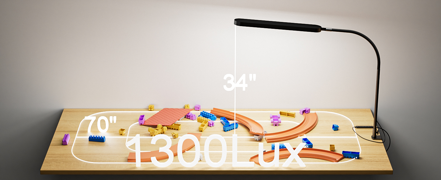 SKYLEO LED Desk Lamp with Adjustable Gooseneck - 80cm Height, 5 Color Modes, 11 Brightness Levels, Timer & Memory Function, 12W, Clamp-On Design
