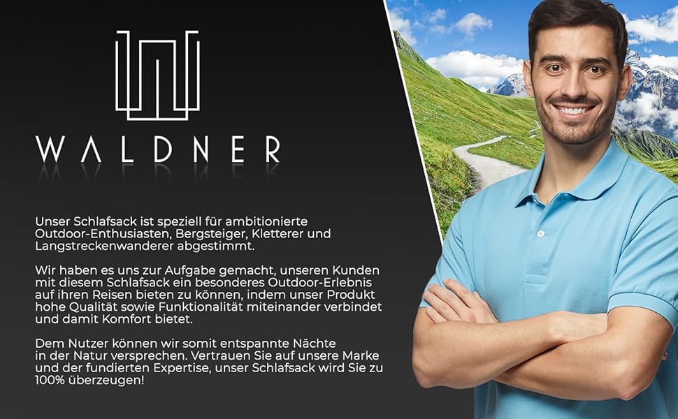 Спальний мішок WALDNER Daunenschlafsack Ultraleicht - ультралегкий, 4 сезони, 800г пуху, 600FP, для кемпінгу та відпочинку на природі (до 200см)