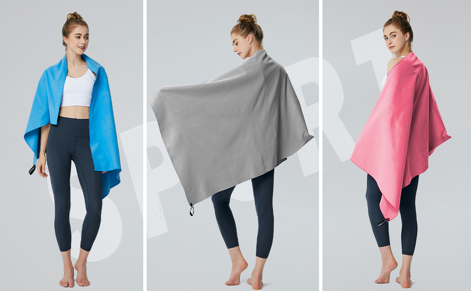 Мікрофібровий рушник для пляжу та спорту, комплект 2 шт (180x80cm + 80x40cm), рожевий