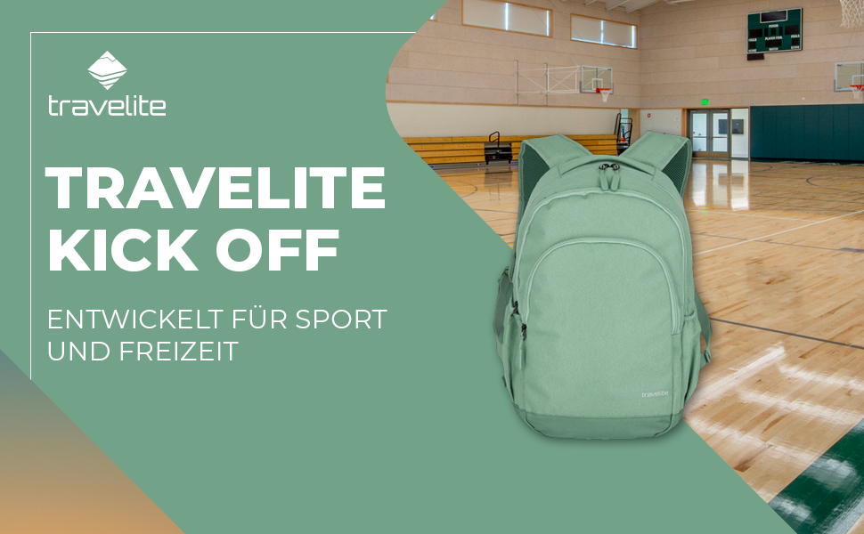 Рюкзак Travelite KICK OFF для ручної поклажі з відділенням для ноутбука 15,6'', міський рюкзак 22 л, 45 см, салатовий, для подорожей і спорту