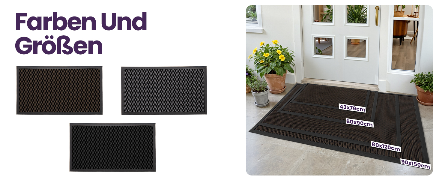 Килимок для дому та вулиці DEXI, водонепроникний, антиковзаючий, 90 x 150 см, коричневий