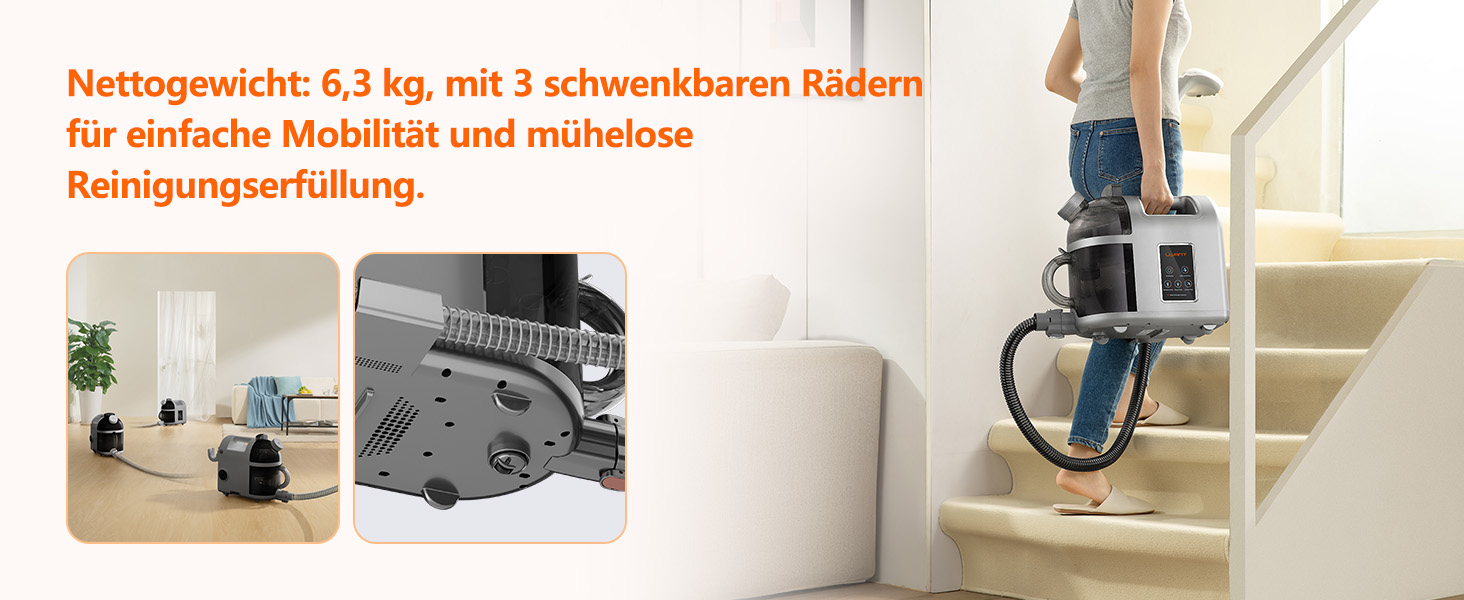 Пристрій для чищення м'яких меблів Uwant B200, 1900W, з функцією пароочищення | Для килимів, диванів, штор, одягу