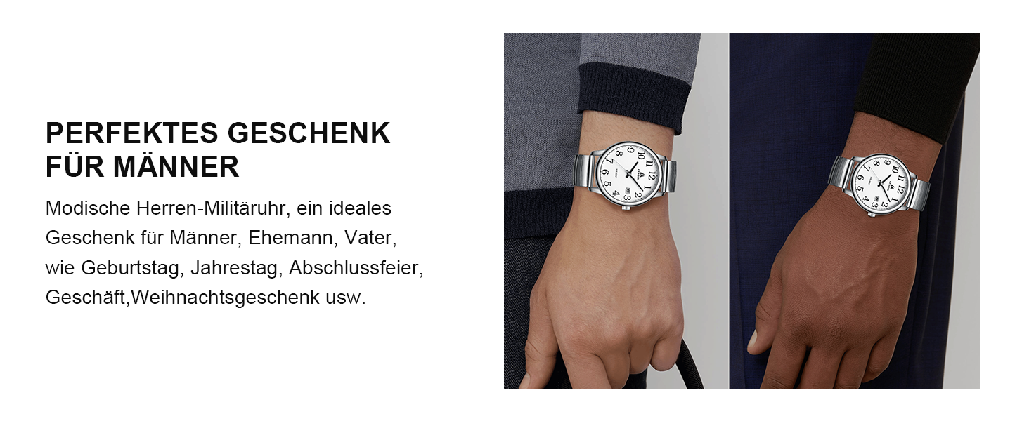 Годинник чоловічий LN LENQIN аналоговий кварцовий білий з датою та сталевим браслетом