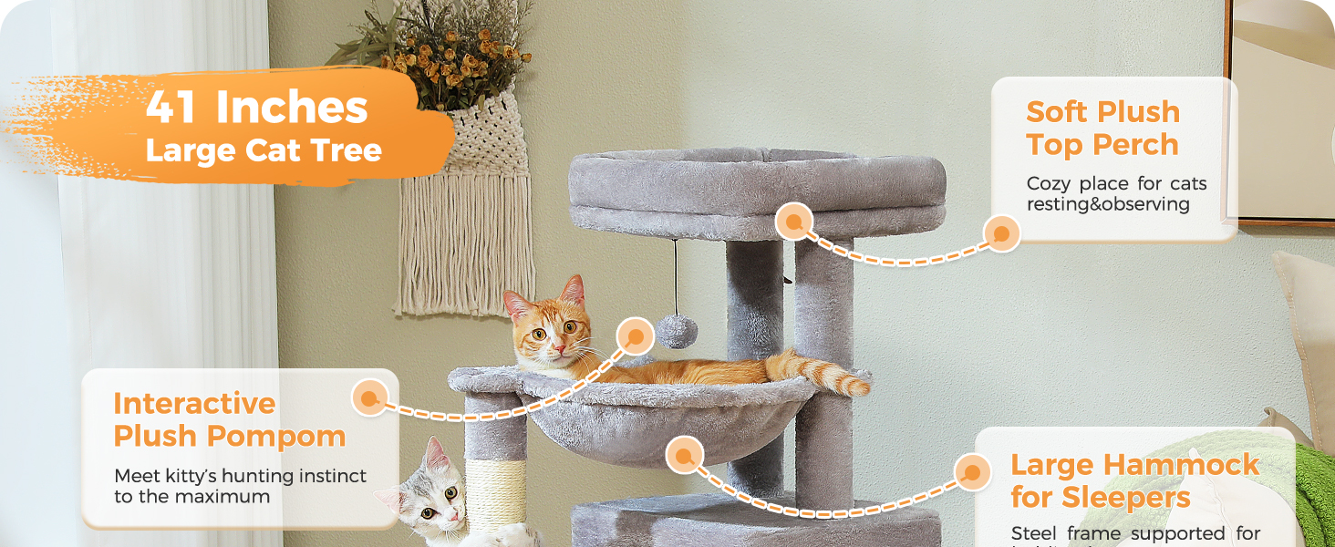 Дім-кігтеточка для котів PETEPELA 104 см з гамаком, перинаю та ігровим м'ячиком, чорний