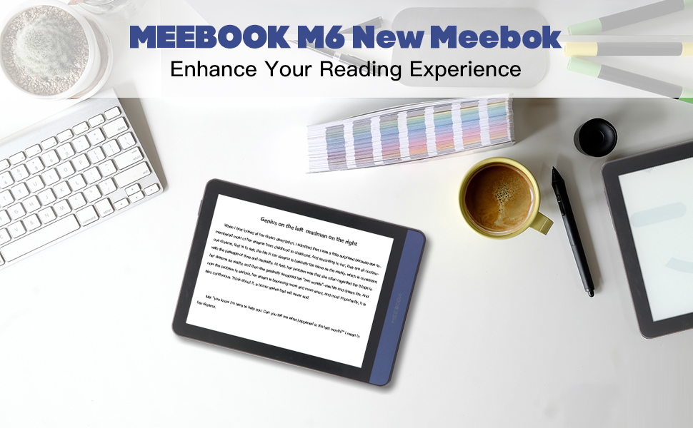 Meebook E-Reader M6: 6-дюймовий E-Ink Carta екран, 300 PPI, Smart Light, Android 11, Чотирьохядерний процесор, Аудіокниги, Google Play Store, 3GB+32GB пам'ять, Micro-SD слот, Колір: фіолетовий