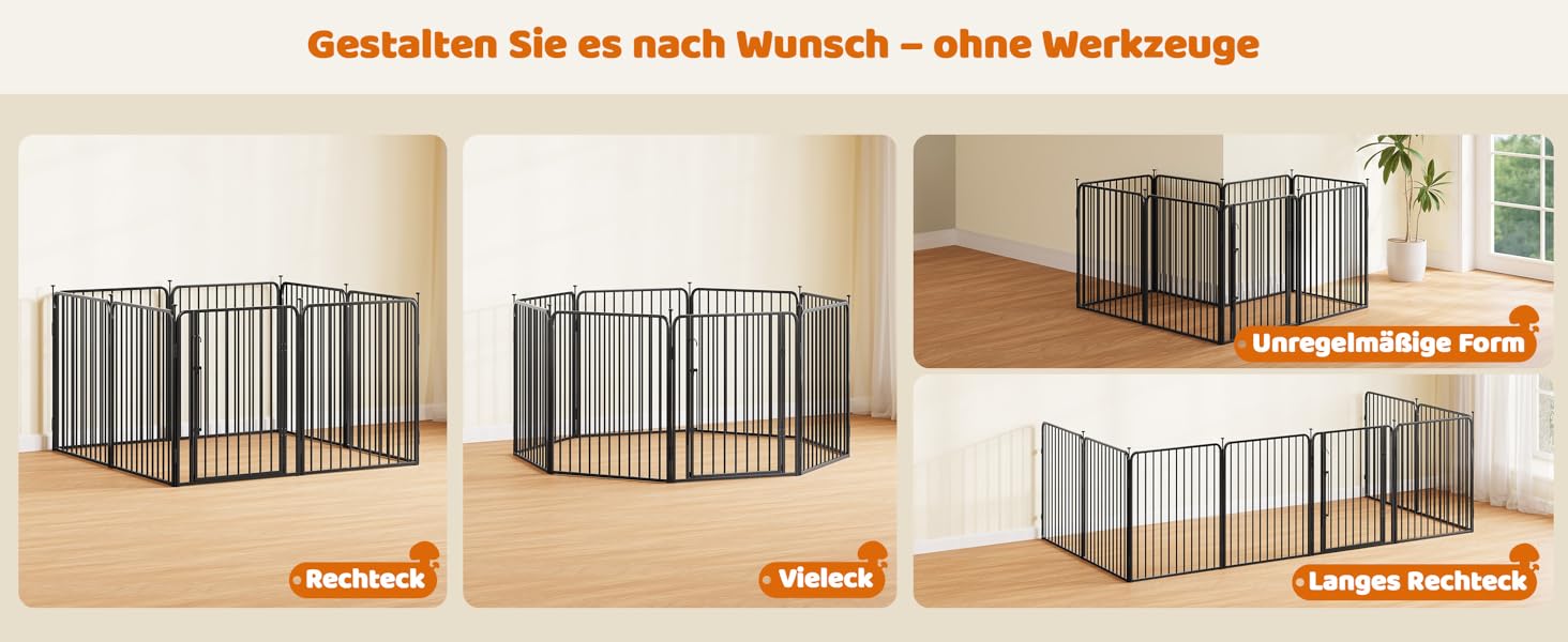 Вольєр для цуценят Yaheetech 8-секційний, 80 см, з замком, захист від подряпин, міцні металеві прути, для дому та саду
