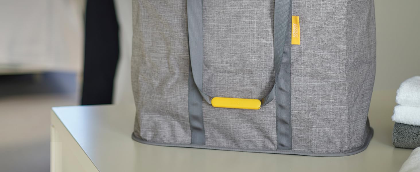 Joseph Joseph Hold-All Collapsible 55L Laundry Basket Bag, Durable Fabric, Moisture-Resistant, Grey