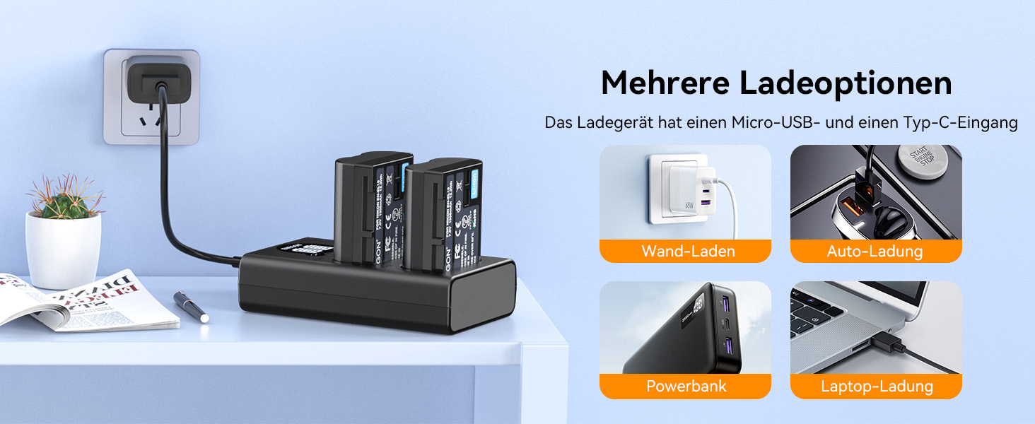 Акумулятори EN-EL15 (2 шт) та зарядний пристрій Dual LED USB для Nikon Z6, Z7, Z8, D7500, D7000, D850 та ін.