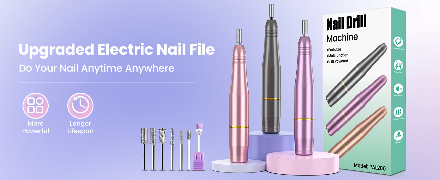 Електричний фрезер для нігтів та манікюру, набір для педикюру та манікюру, 20000 об/хв, для гелю, акрилу, шлейфу та акрилу гелю