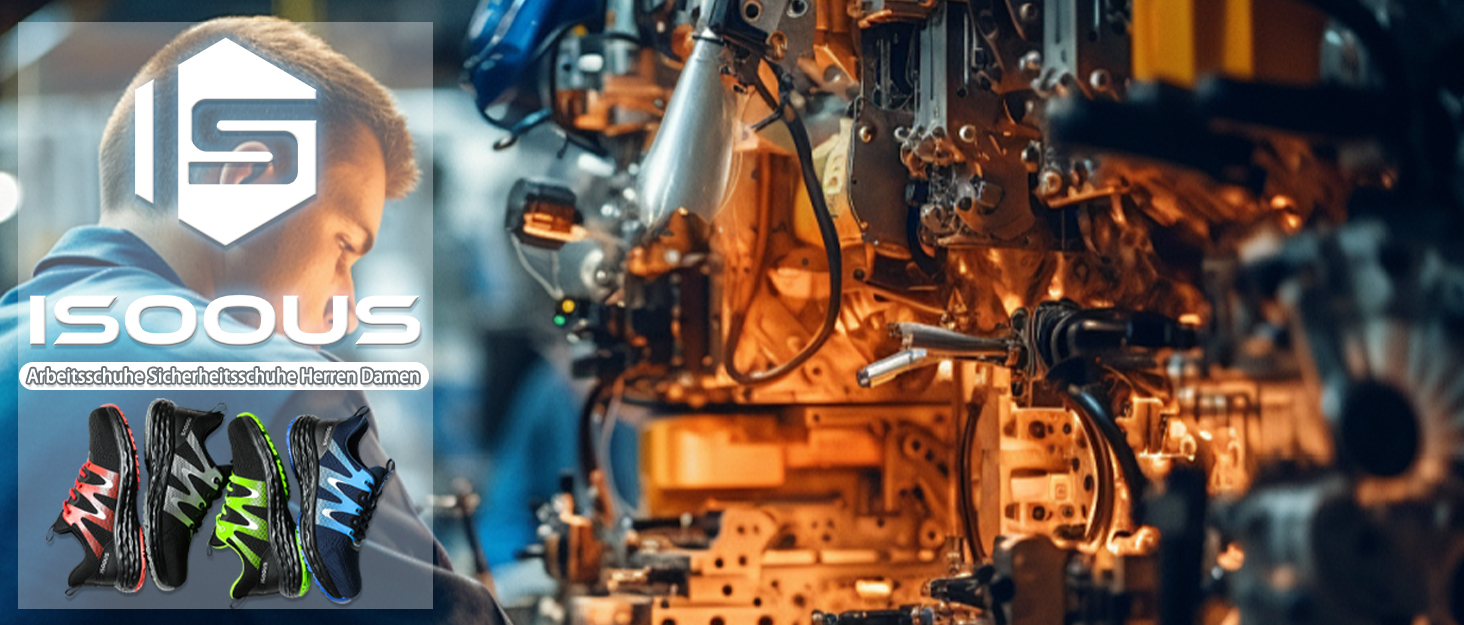 Черевики робочі ISOOUS для чоловіків та жінок, захисні черевики зі сталевим підноском, спортивні, червоні, антиковзаючі, дихаючі, 43 EU