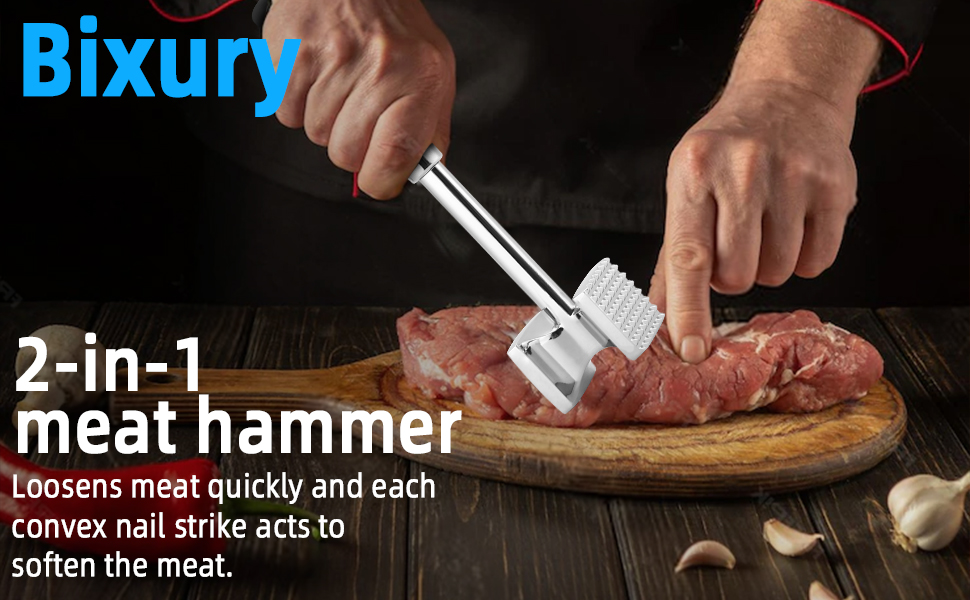  Fleischhmmer Bixury 27 см з нержавіючої сталі: подвійний м'ясорубка для кухні, ідеальний для шніцелів, котлет та стейків