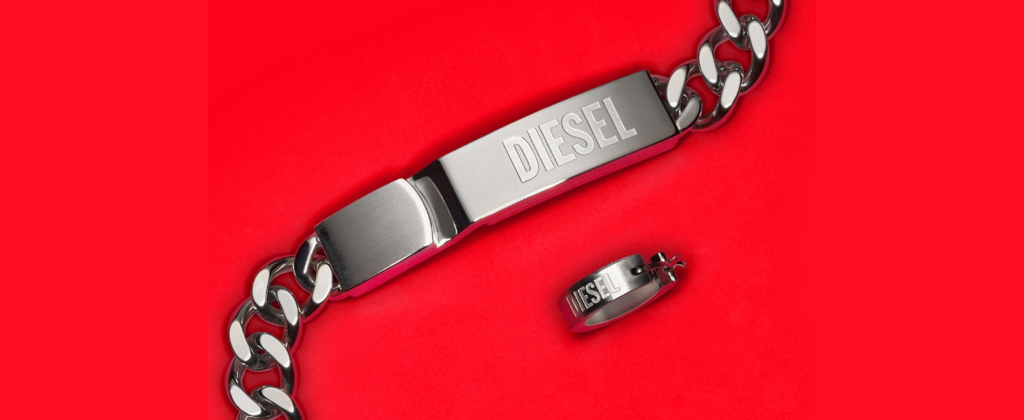 Браслет чоловічий Diesel з гематитом та застібкою-карабіном, чорний
