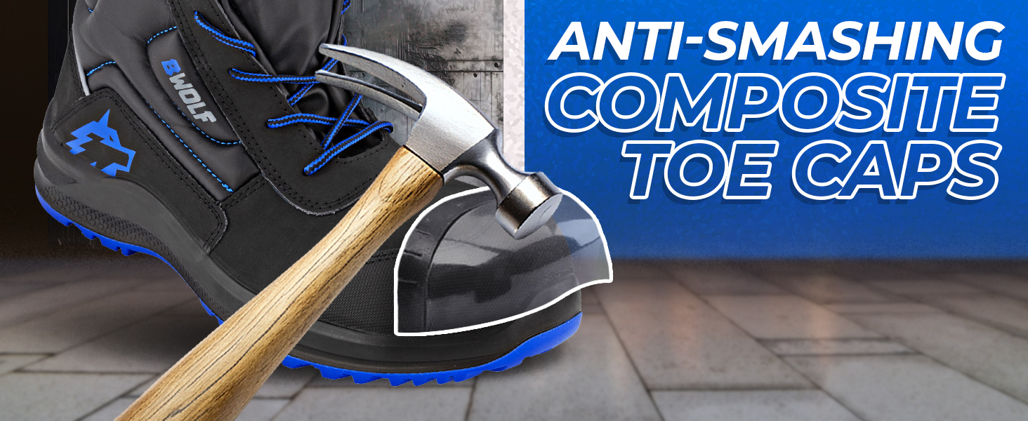 Робочі черевики BWOLF Spire чоловічі S3, водонепроникні, олієстійкі, антиковзкі 4x4 Grip Tech, Ergo підошва, 45 EU, блакитні