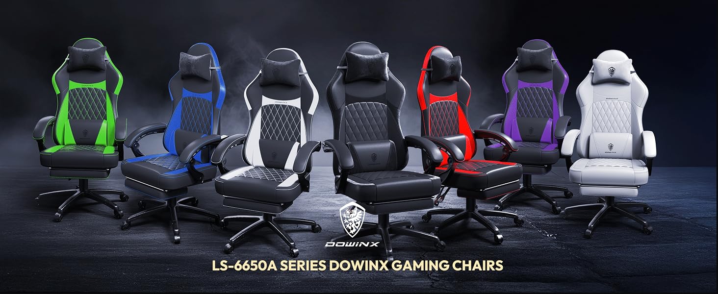 Геймерське крісло Dowinx Racing з підтримкою попереку, шкіра PU, до 150 кг, чорно-синій