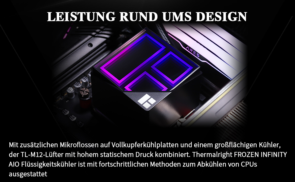 Система водяного охолодження CPU Thermalright Frozen Infinity 240 BLACK з трьома вентиляторами PWM (2000 об/хв) для AM4/AM5, Intel LGA115X/2011/1700/1851