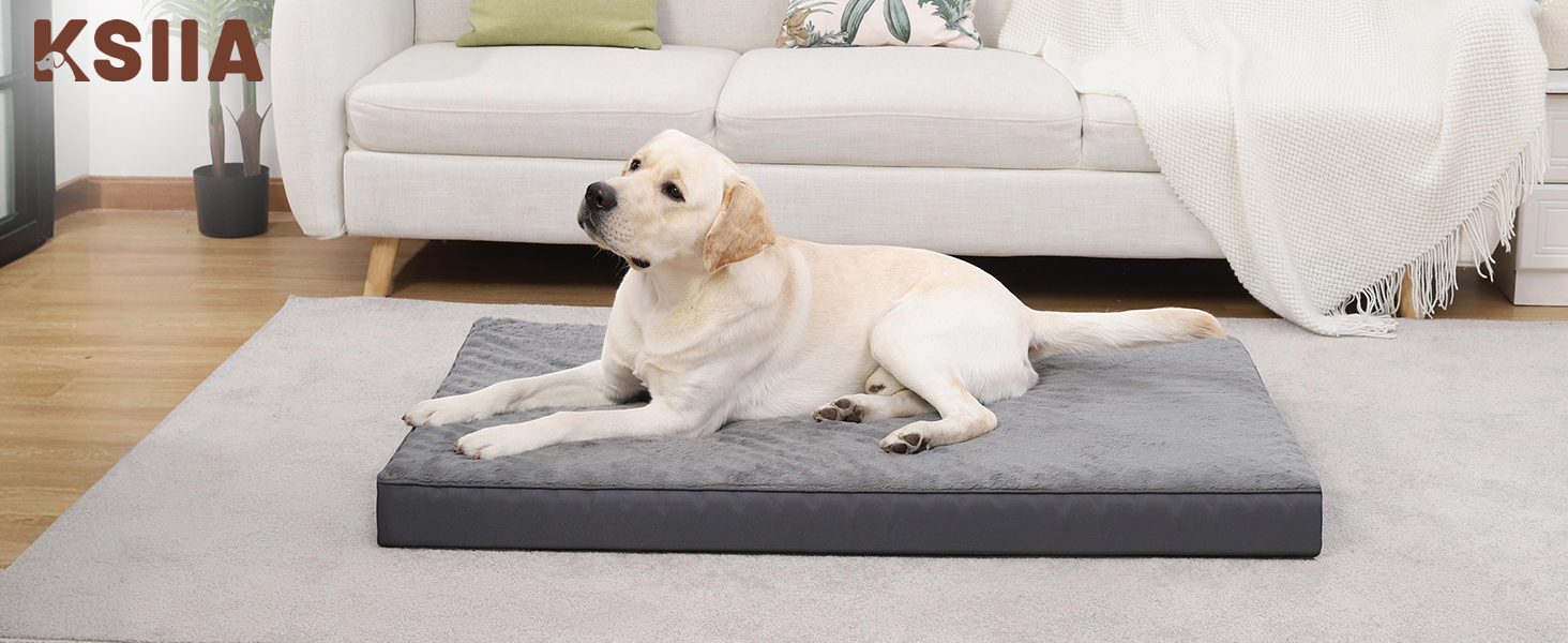Ортопедичний лежак для собак великих порід, лежанка для собак знімний чохол, 105x70 см, двосторонній килимок, темно-сірий, 121x76x10 см