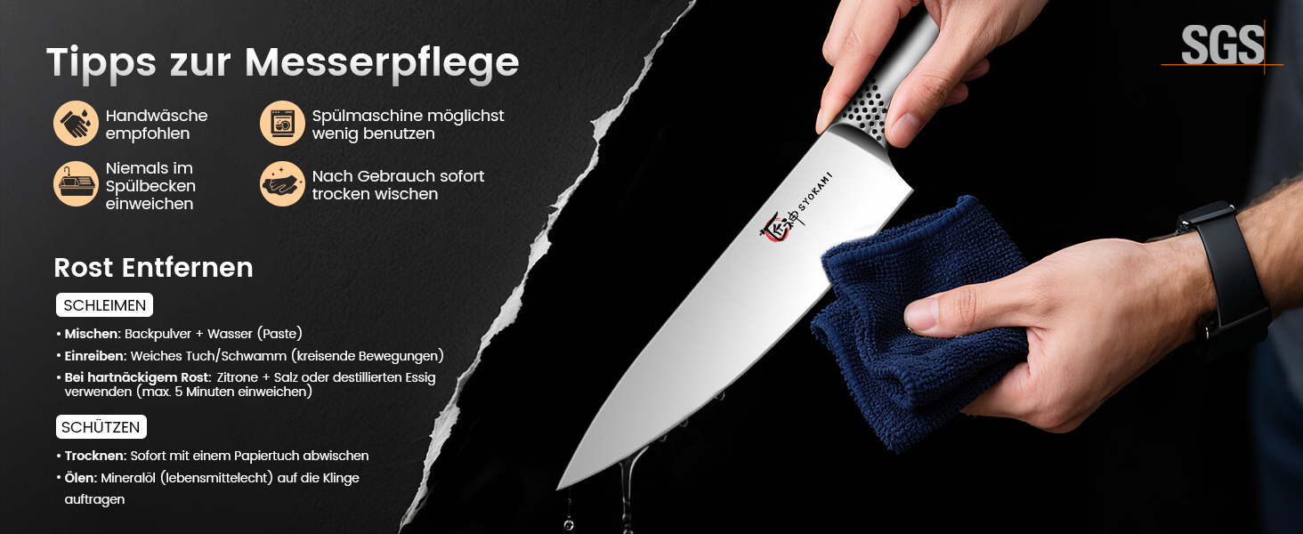 Набір кухонних ножів Messerset 7 предметів у японському стилі з магнітним блоком з акації, вуглецева сталь, нековзка ручка