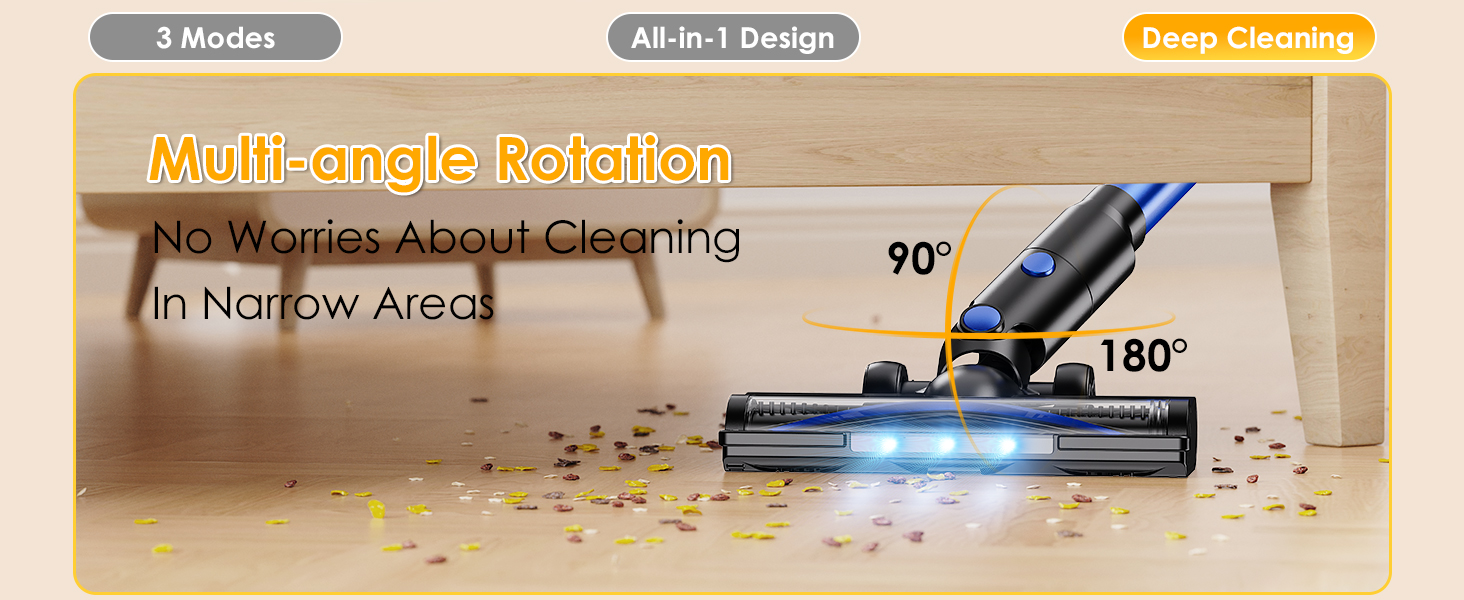 Бездротовий акумуляторний пилосос 50000Pa/500W з дисплеєм, 3 режими, антизаплутувальна щітка, док-станція, 1л, тихий, для шерсті тварин/килимів/підлоги/авто