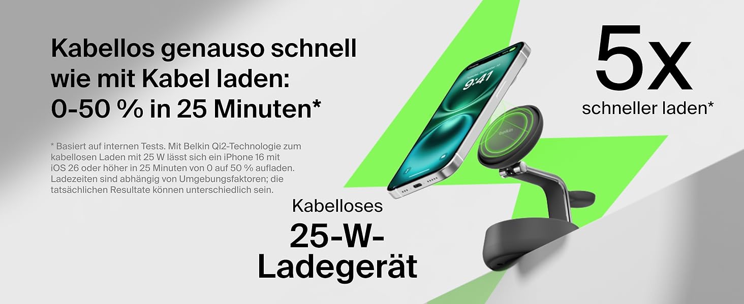 Belkin UltraCharge Pro Qi2.2 Бездротова зарядка 3-в-1 25W MagSafe сумісна для iPhone, Apple Watch, AirPods, Pixel – Чорна