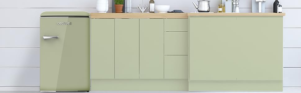 Міні-холодильник Cecotec Bolero CoolMarket TT Origin 110 110л зелений – ретро дизайн, LED-підсвітка, клас E