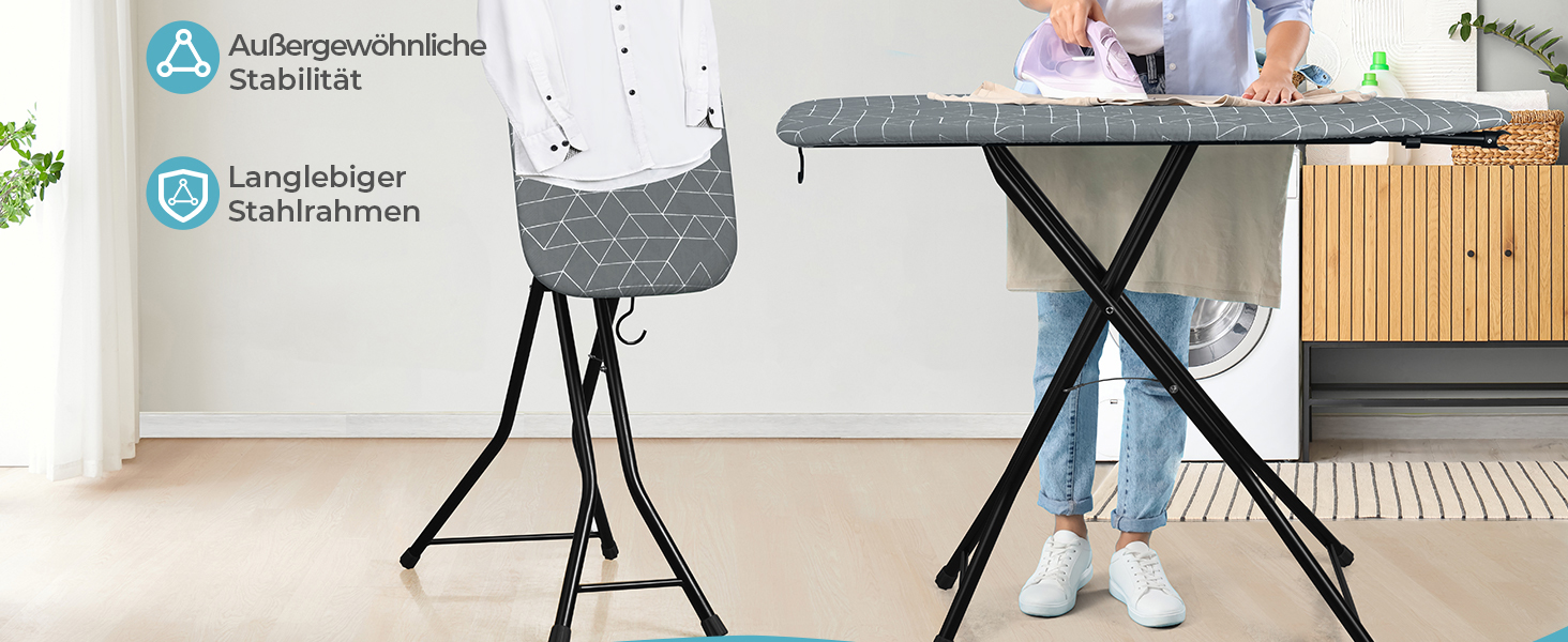 Прасувальна дошка LyriFine 2-в-1 для прасування з парою та звичайного прасування, сіра