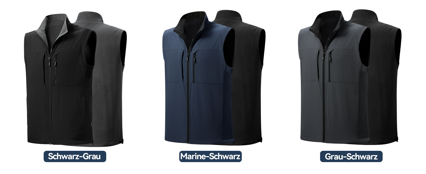 FREE SOLDIER Чоловіча зимова жилетка - тепла флісова жилетка, вітростійка, реверсивна, без рукавів, софтшелл для роботи та походів, S, Синій&Чорний