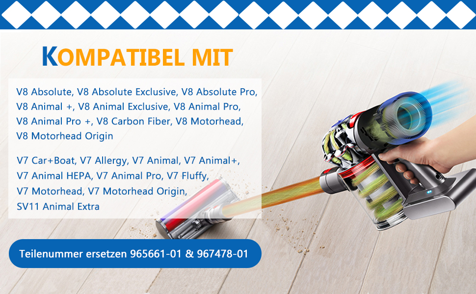 Фільтри для пилососа Dyson V7 V8: комплект 2 HEPA-фільтри після двигуна та 2 попередні фільтри. Оригінальні DY-96566101, DY-96747801