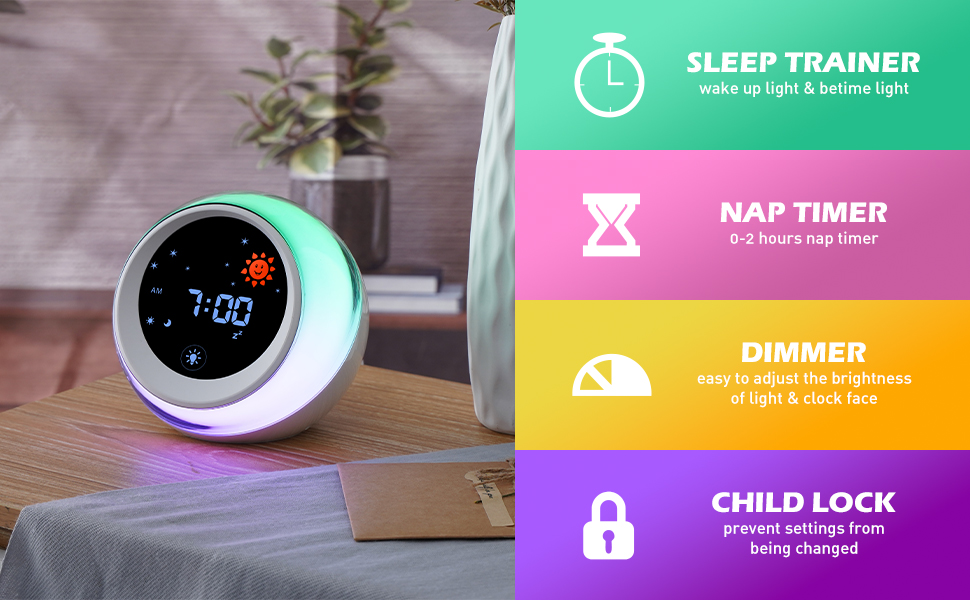Дитячий тренер сну TIMEFUN, будильник з нічником і таймером для школярів, для дівчаток і хлопчиків