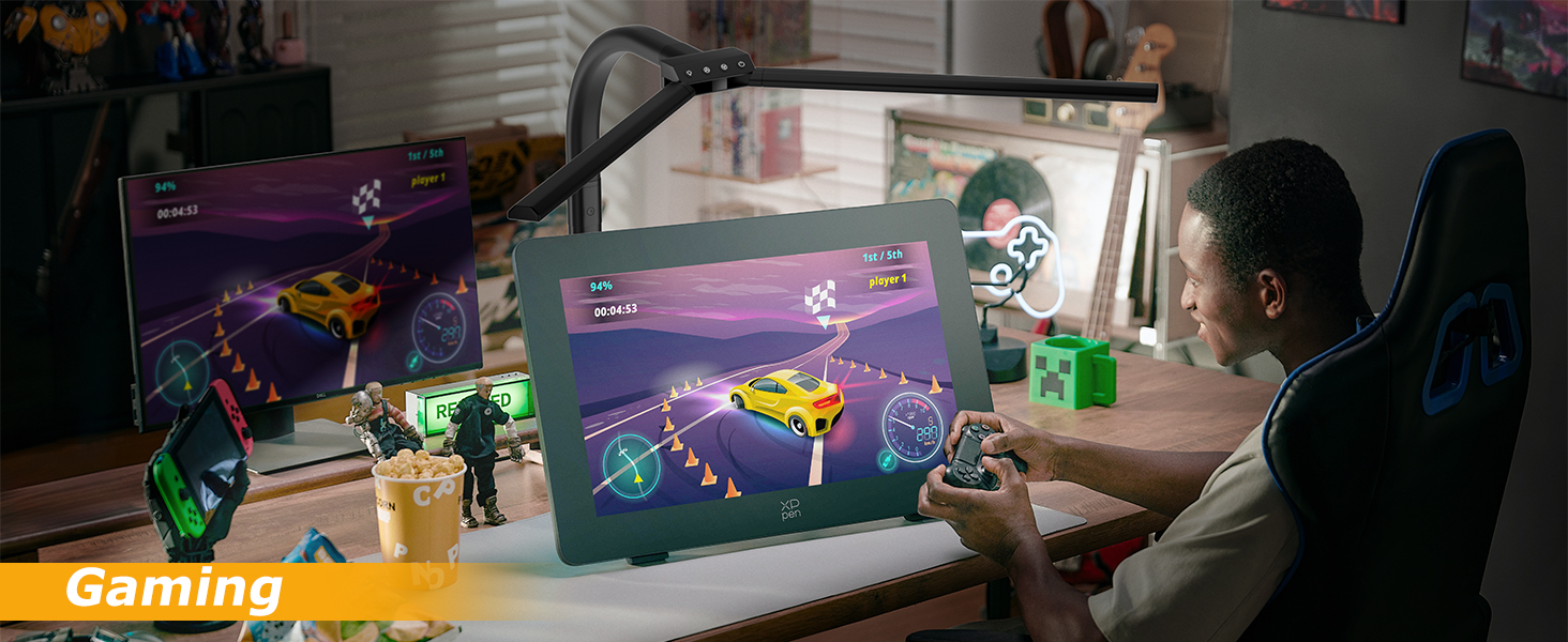 Стійка LED лампа для столу 24W з двома головками, захистом для очей, регулюванням яскравості та 10 кольорами, для дому, офісу, навчання, чорного кольору