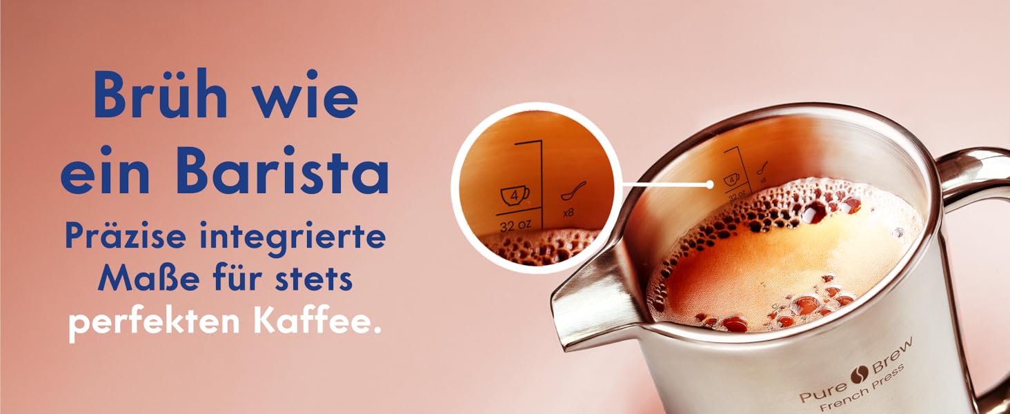 Френч-прес Ziruma 1 літр: нетоксичний, з нержавіючої сталі, з подвійними стінками та термосистемою