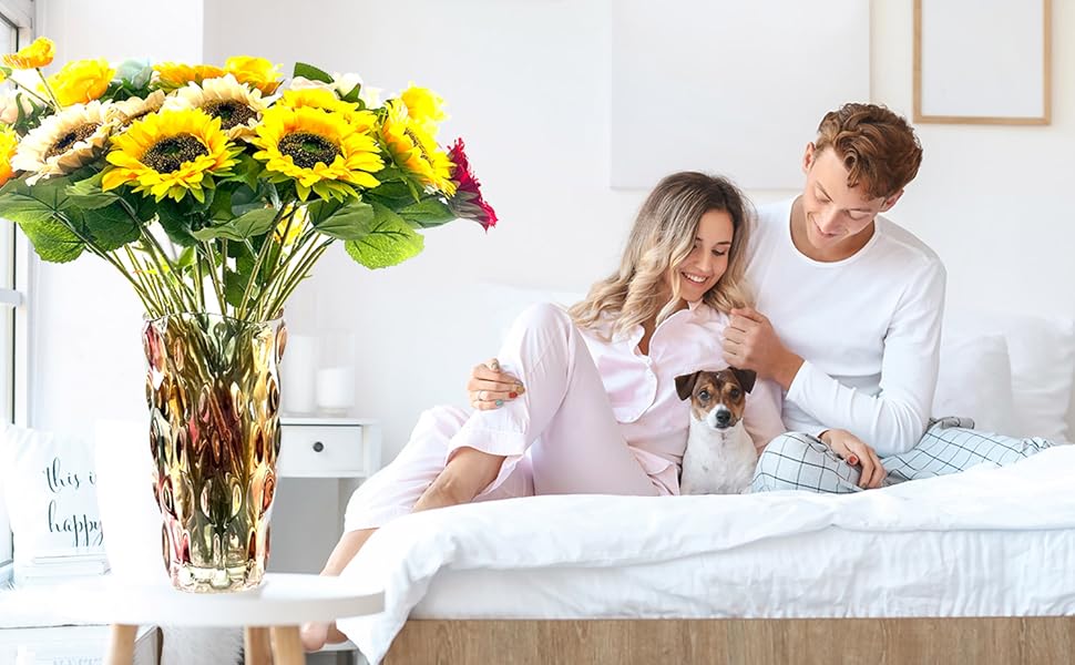 Велика скляна ваза для квітів, декор, подарунок для жінки, сучасний дизайн, ваза для мами