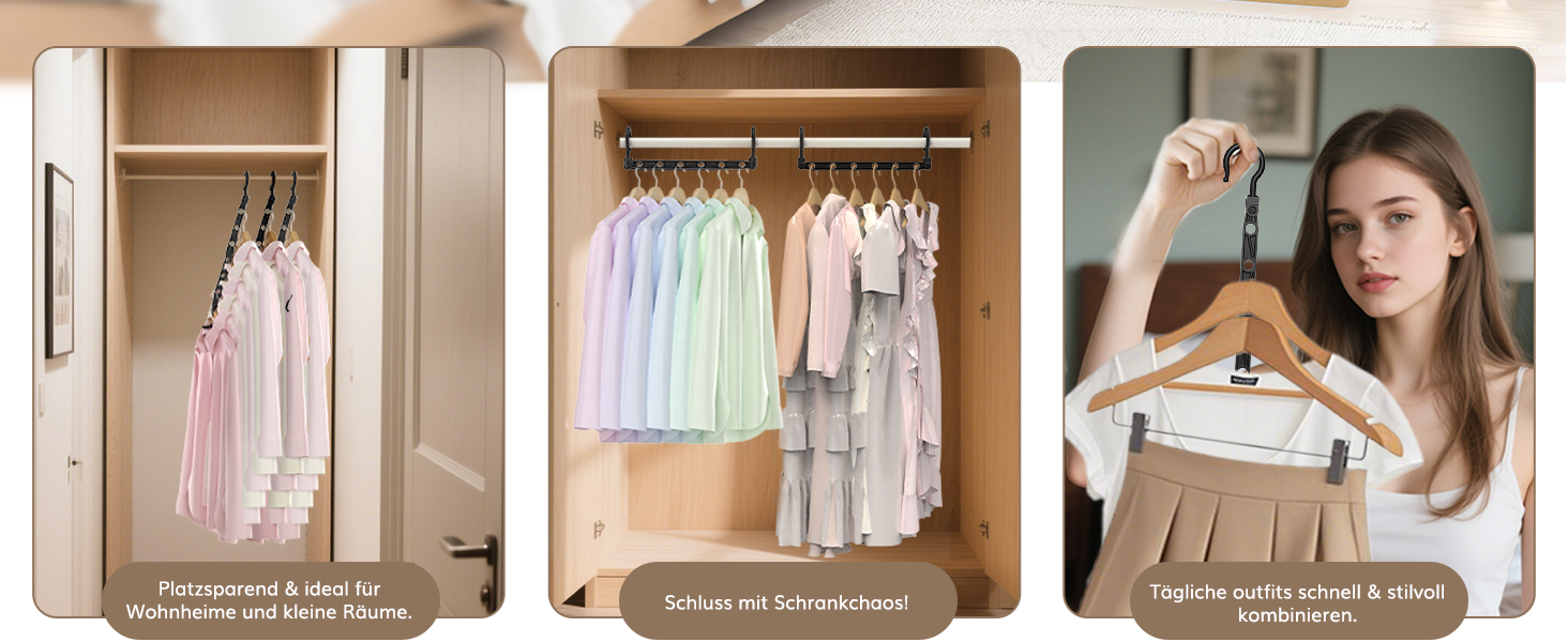 Набір вішалок для одягу Magic Hangers, 8 шт. з 6 отворами та 360° обертанням, міцні гачки для важкого одягу, органайзер для шафи, ідеально для студентів та дівчачих кімнат, чорного кольору