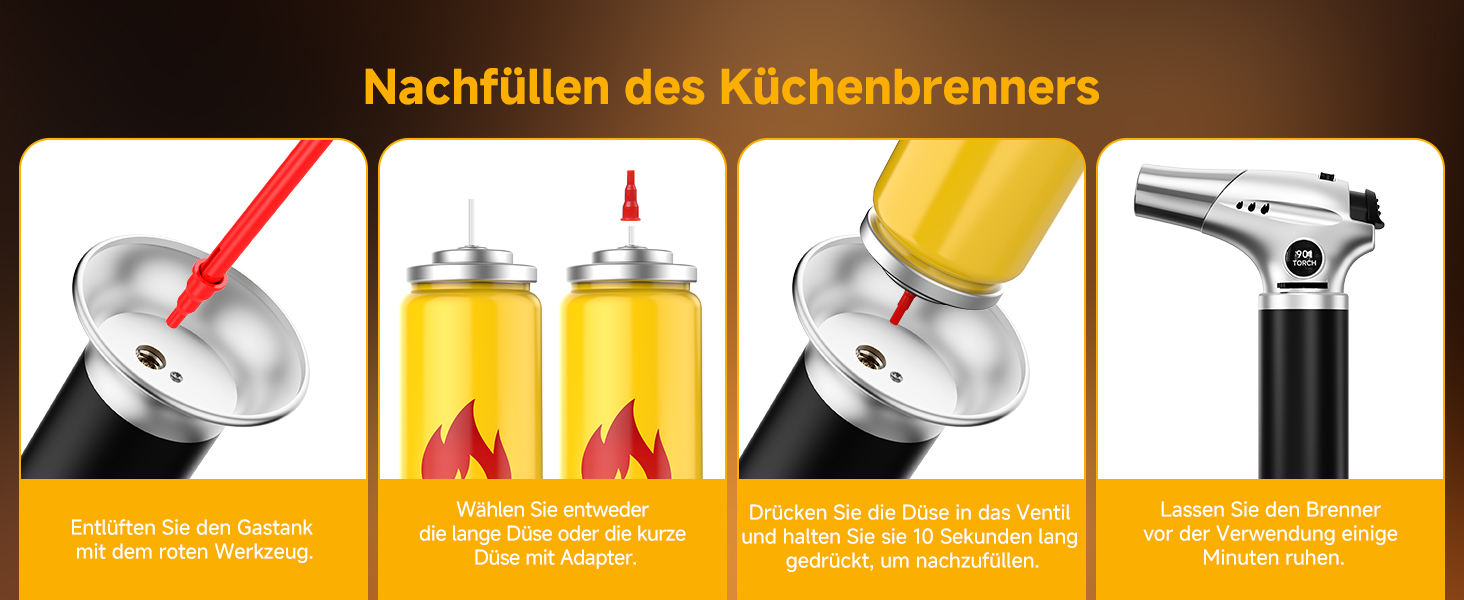 Кулінарний пальник Ankway для карамелізації та фламбування, газовий пальник для Крем-брюле з замком безпеки, регульований, сріблястий (бутан не входить)