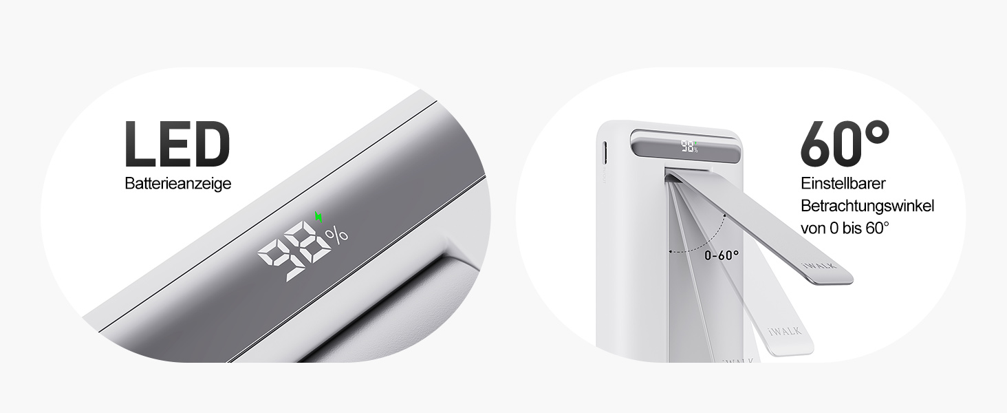 Магнітний бездротовий павербанк iWALK Magnetic 15W 10000mAh, Qi2-сертифікований зовнішній акумулятор зі стійкою та LED-дисплеєм для iPhone 16/15/14/13/12 Pro Max/Plus/Mini, білий