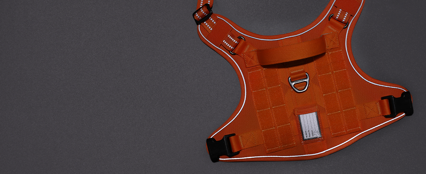 Нашийник для собак Rabbitgoo середнього розміру, анти-тяга, регульований з ручкою, міцний, тактичний, з металевими пряжками, для прогулянок (M, Оранжевий)