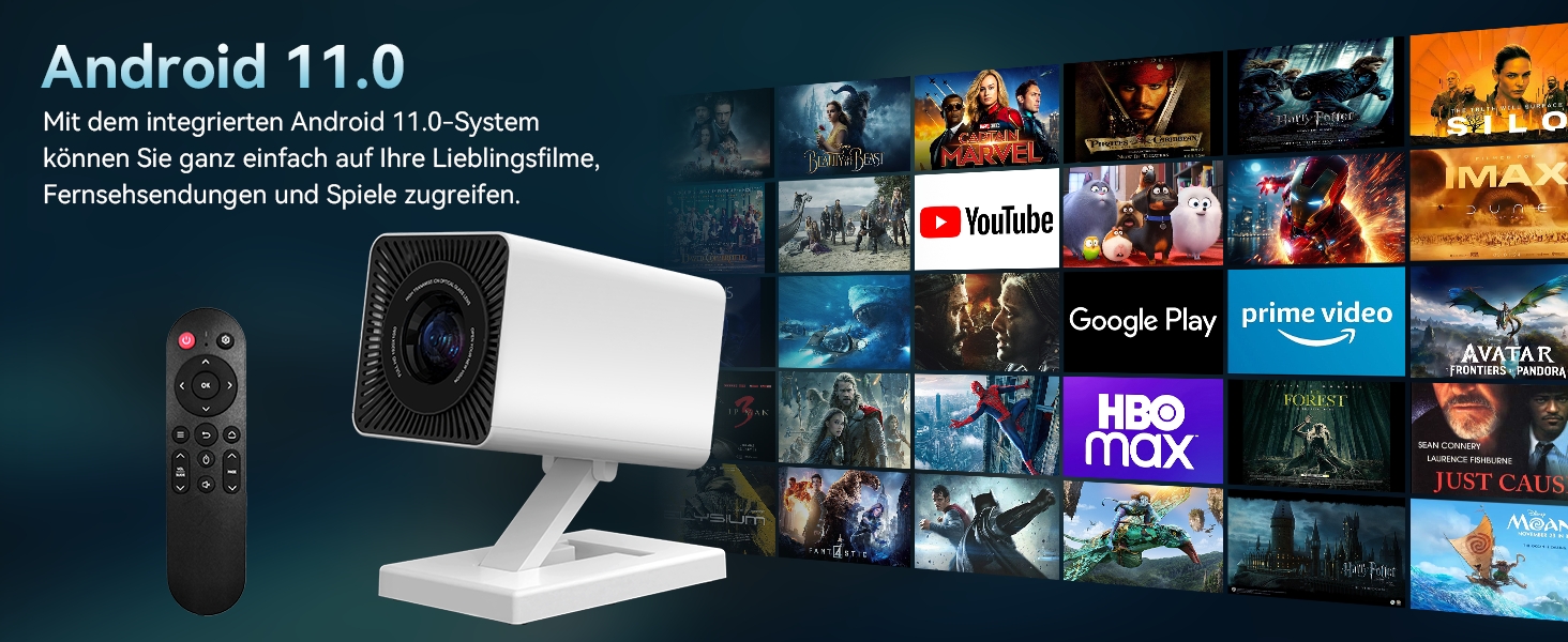 Портативний міні-проектор з Wi-Fi 6 та Bluetooth, 4K та 1080p, автоматична корекція трапецеїдальних спотворень, для ноутбука та смартфона. Білий колір, модель NEW